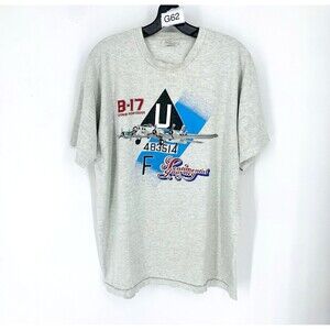 Vintage Single Stitch B-17 Flying Fortress Sentimental Journey Tee Shirt XL Gray